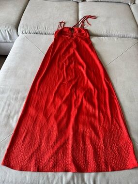 Express Burnt Orange Satin-Look Dress with Thin Straps
